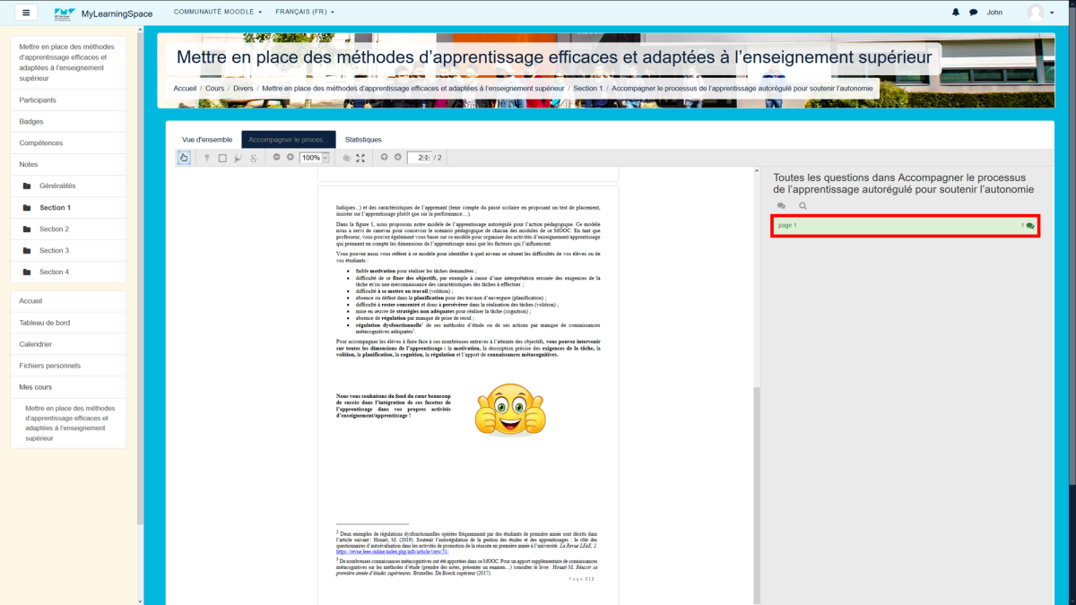Découvrez l'interface des étudiants [Mettre en place un PDF interactif ]